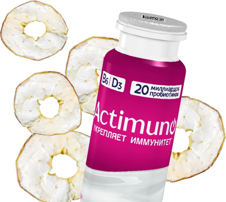 Яблочные чипсы и напиток Actimuno