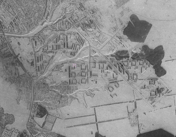 Начало строительства микрорайонов "Танкодром" и "Горки I". Спутниковый снимок 1976 года