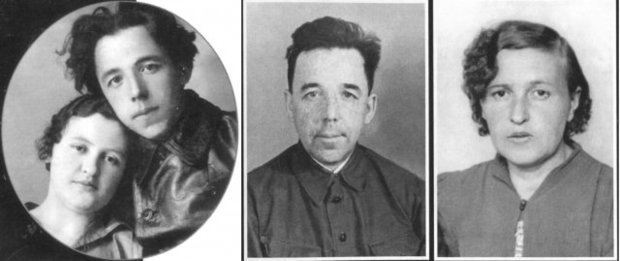 Кави Наджми и Сарвара Адгамова. Справа — фотография 1920-х годов, слева — фотографии из личных дел, сделанные в тюрьме в 1937. Фото: bessmertnybarak.ru
