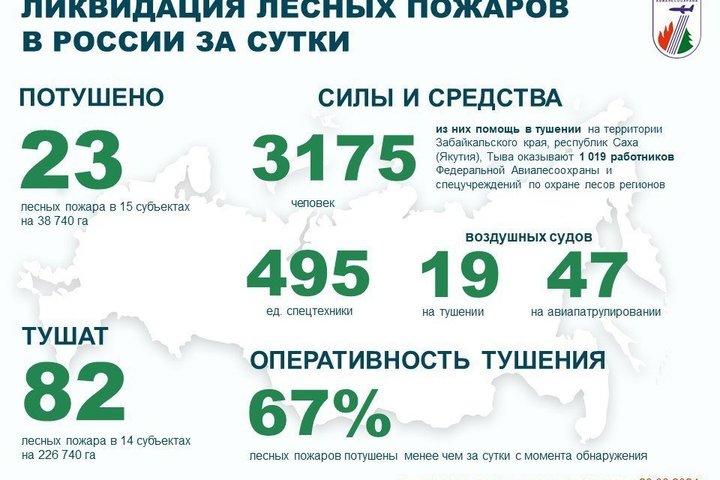 В России за сутки ликвидировали 23 лесных пожаров