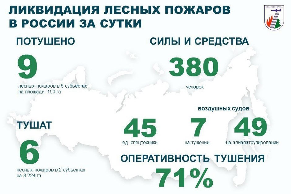 В России за сутки потушено девять лесных пожаров