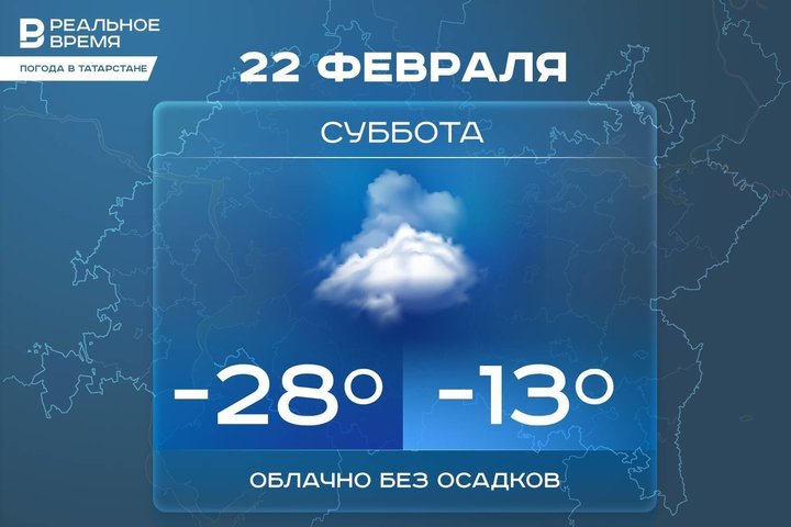 Сегодня утром в Татарстане ожидается до -28 градусов, днем — до -13 градусов