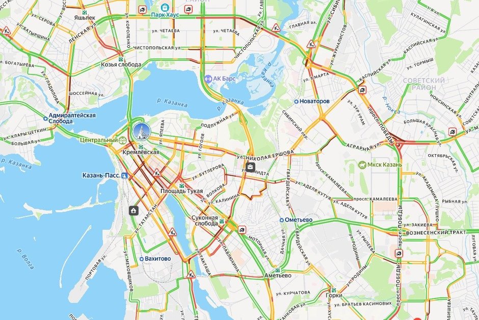 Рабочая неделя в Казани заканчивается 10-балльными пробками