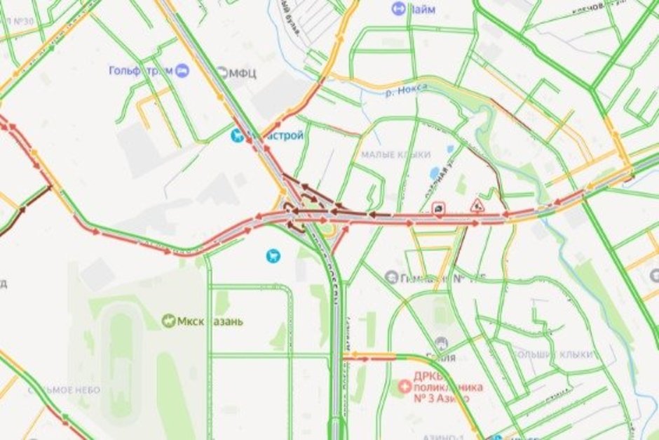 В Казани зафиксированы 8-балльные пробки вечером