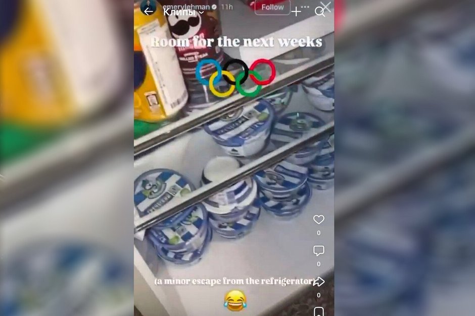 Американский конькобежец показал холодильник, «забитый» российской молочкой — она производится в Татарстане