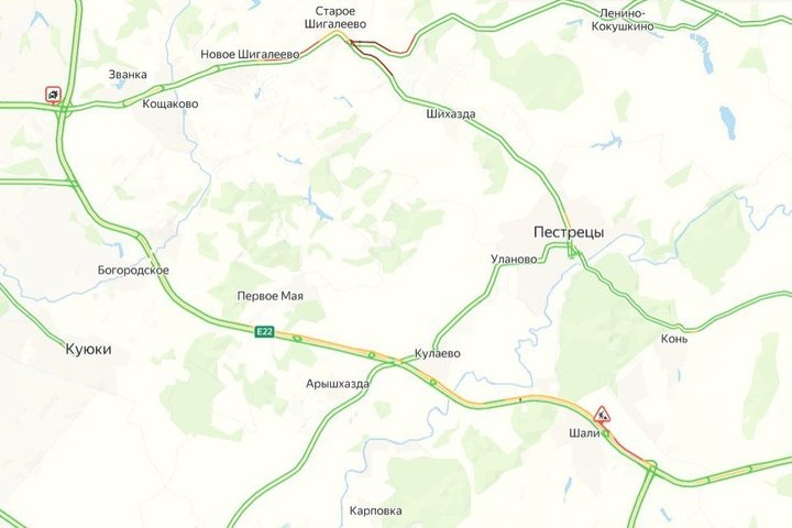 На трех подъездах к Казани образовались пробки