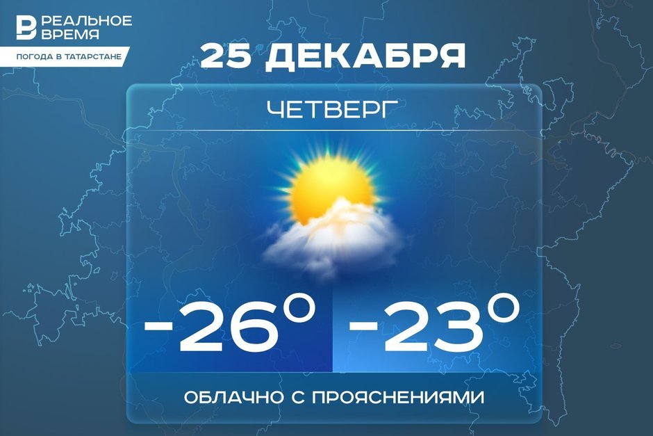 Сегодня в Татарстане ожидается до -26 градусов