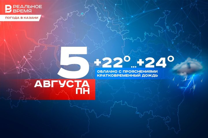 Сегодня в Казани ожидается кратковременный дождь с грозой, днем до +24 градусов