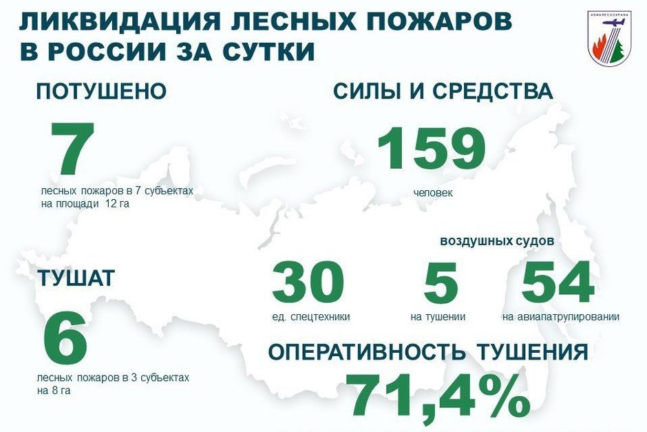 В России за сутки потушили семь лесных пожаров