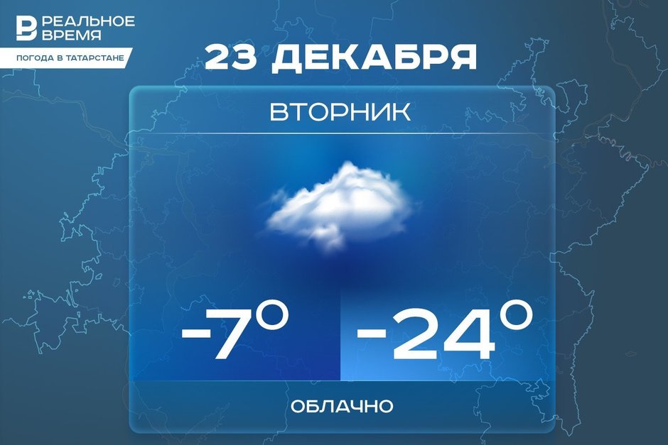 Сегодня в Татарстане к вечеру ожидается до минус 24 градусов