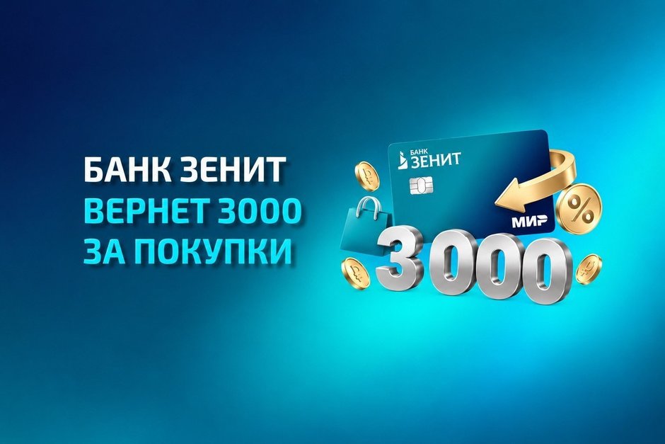 Банк ЗЕНИТ вернет 3 000 бонусов за покупки по новой кредитной карте