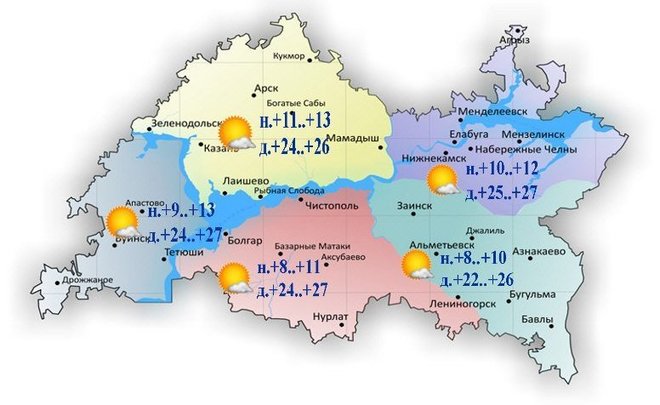 Сегодня в Татарстане без осадков и до +27 градусов