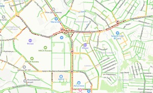 Казанцы встали в пробке в районе Мамадышского тракта