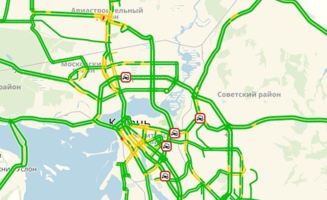 Пробки казань сейчас карта смотреть
