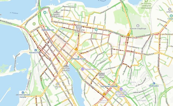 В Казани держатся 10-балльные пробки