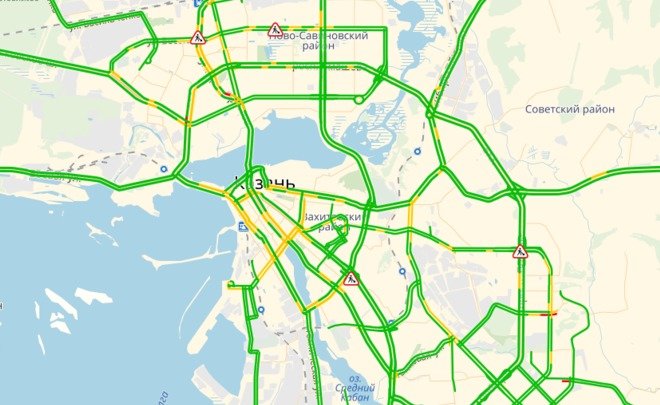 В Казани сегодня зафиксировали 4-километровую пробку на Ямашева