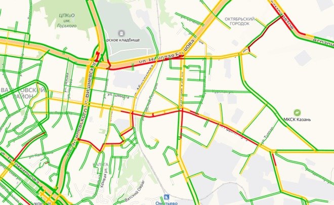 Пробки на дорогах казани сейчас карта
