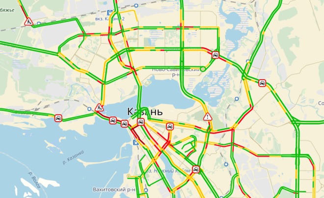 Пробки на дорогах казани сейчас карта
