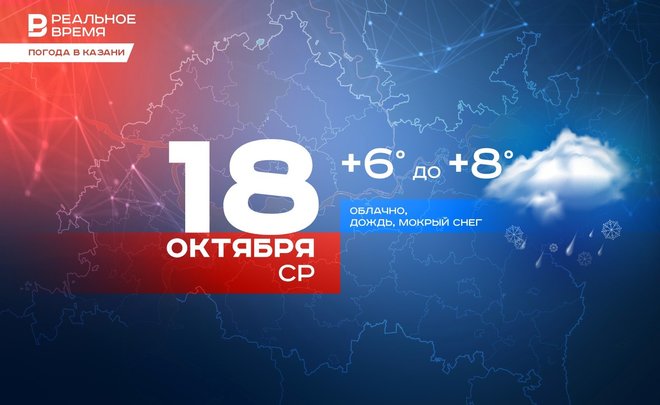 Сегодня в Казани дождь, мокрый снег и до +8 градусов