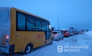 На выезде из Куюков снова большая пробка длиной почти в 7 километров
