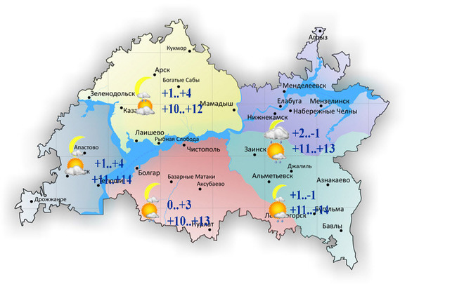 В Татарстане возможен слабый дождь и до +14°С