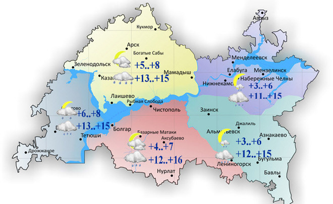 В Татарстане ожидаются дожди
