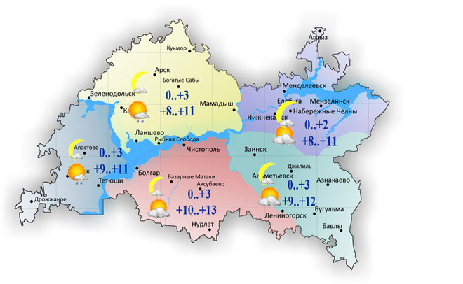 В Татарстане ожидаются дожди и до +13°С