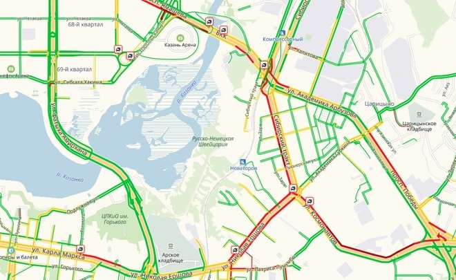 Пробки на дорогах казани сейчас карта