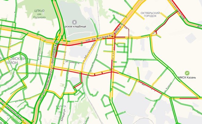 Пробки на дорогах казани сейчас карта