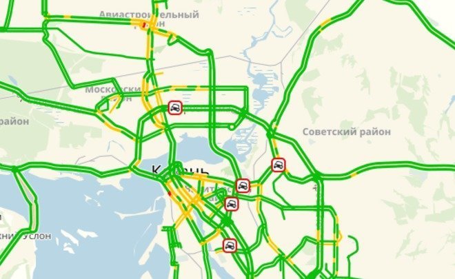 В Казани зафиксировали утреннюю пробку длиной 4,6 километра