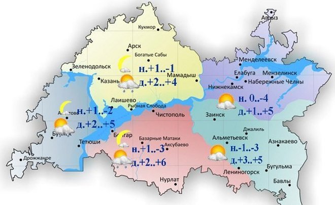 Сегодня в Татарстане ожидаются дожди и до +6 градусов