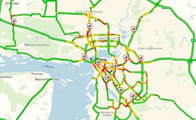 Пробки на дорогах казани сейчас карта