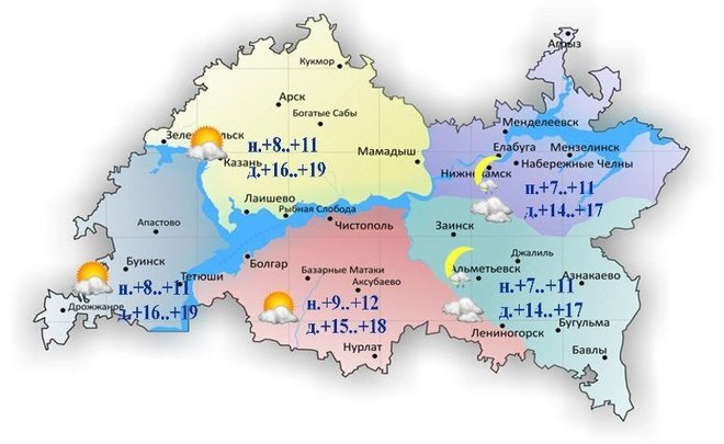 Сегодня в Татарстане ожидается местами небольшой дождь и до +19 градусов