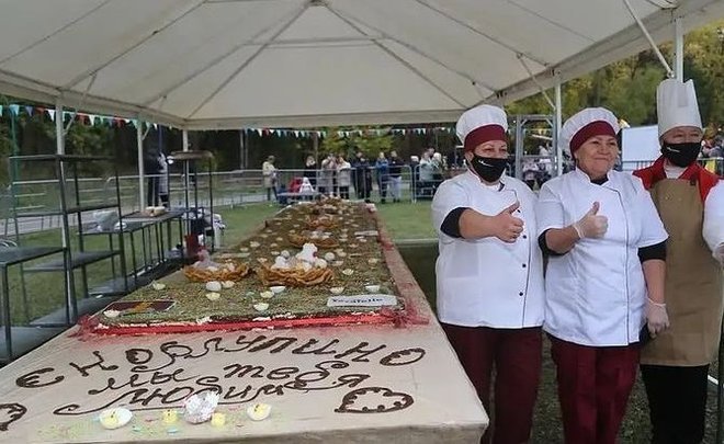 На фестивале в Скорлупино съели рекордный для Татарстана торт весом в 450 кг