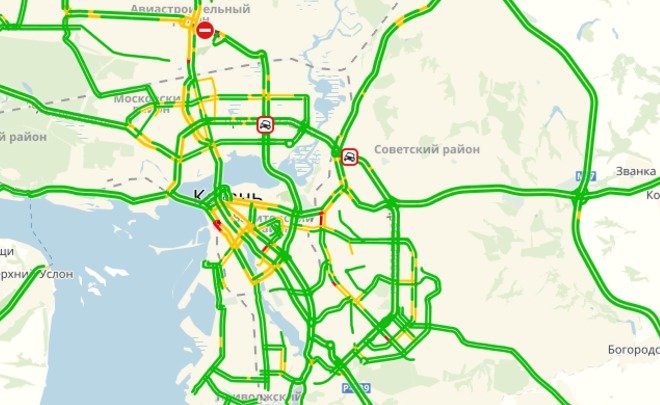 Пробки на дорогах казани сейчас карта