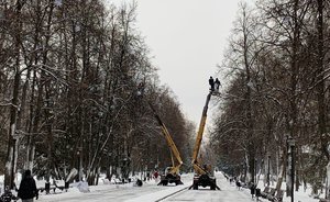 Казанский парк Горького начали готовить к Новому году